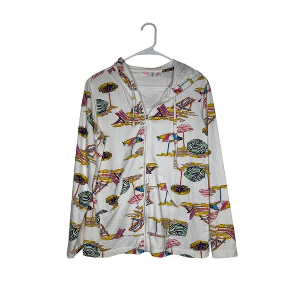 Sun Bay Missy Hoodie Sweatshirt full zip Coverup Petite M Umbrella Beach Chairs - Picture 1 of 7